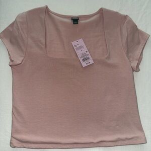 Wild Fable Pink Fitted Cap Sleeve Tee